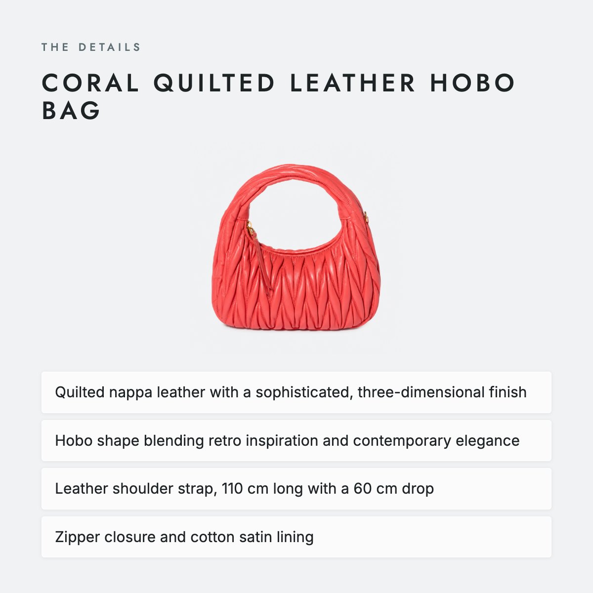 Coral Quilted Leather Hobo Bag, photo 4