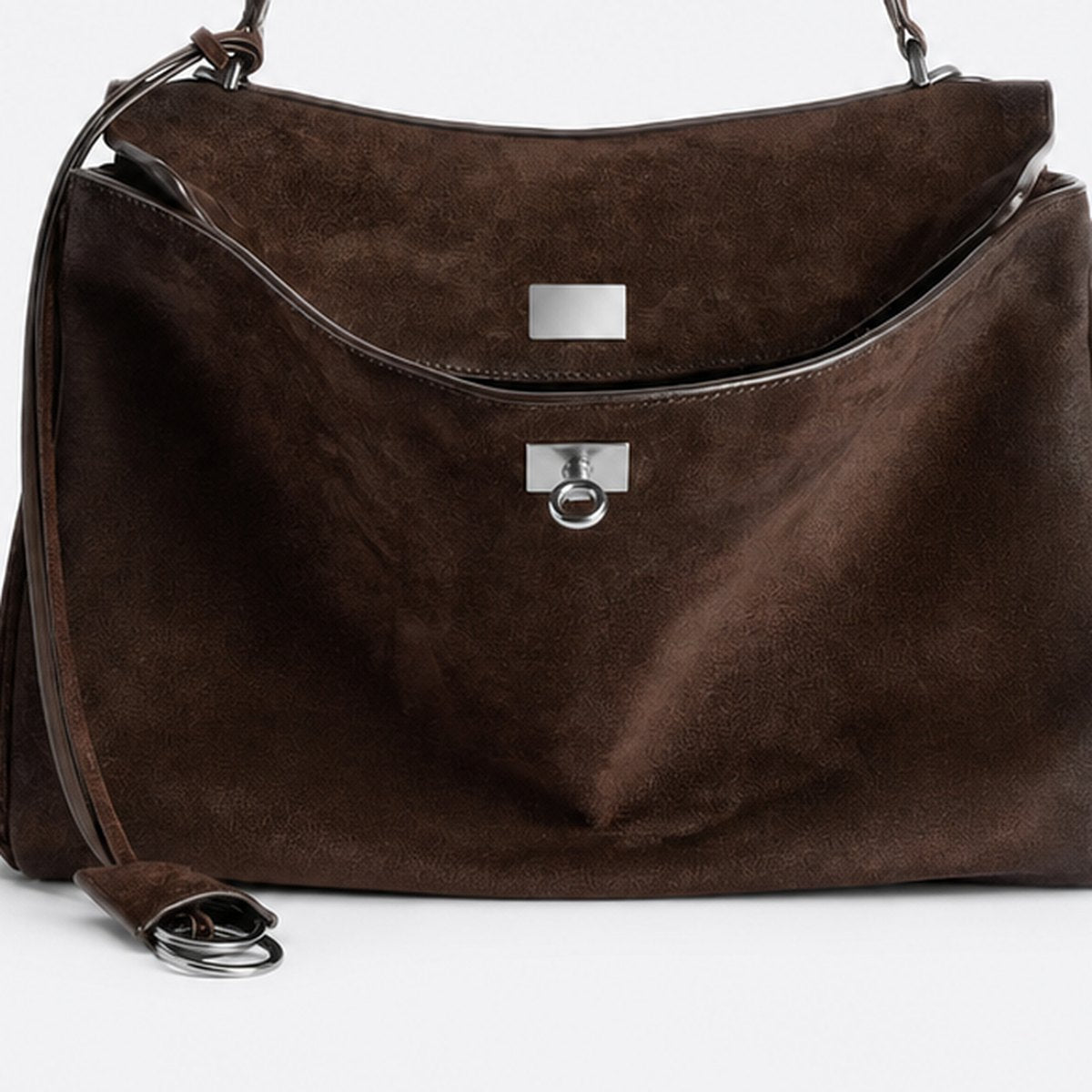 Dark Brown Suede Top-Handle Bag, photo 3