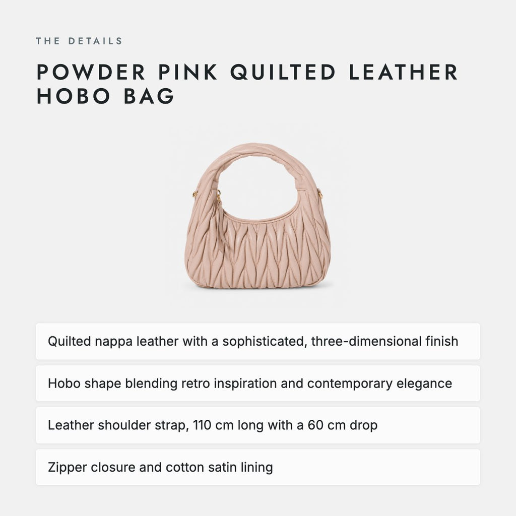 Powder Pink Quilted Leather Hobo Bag, photo 4