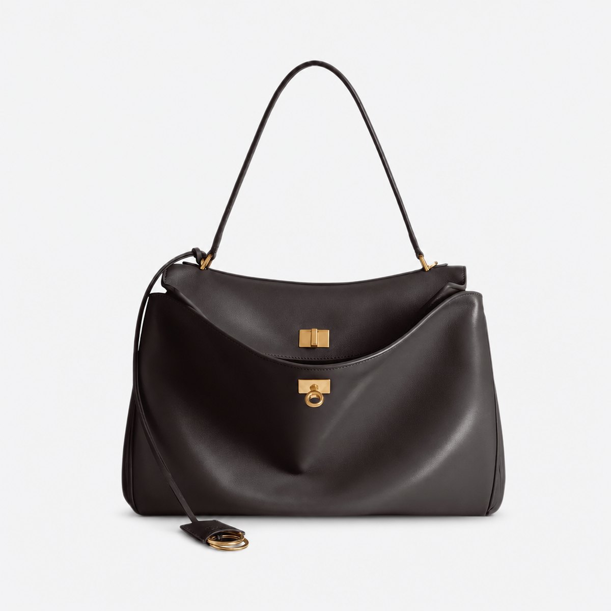 Dark Brown Leather Top-Handle Bag, photo 1