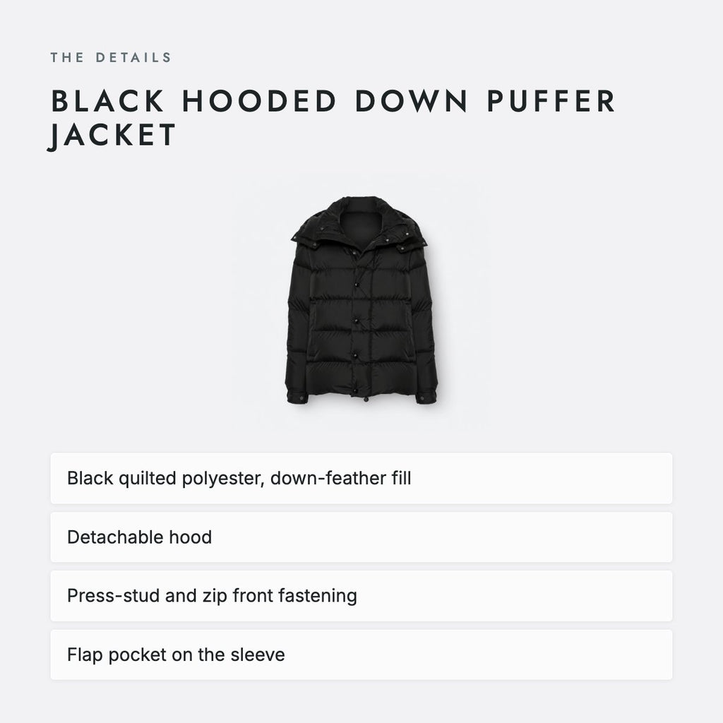 Black Hooded Down Puffer Jacket, photo 4