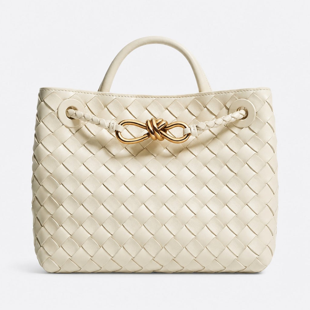 Ivory Woven Leather Top-Handle Bag, photo 1