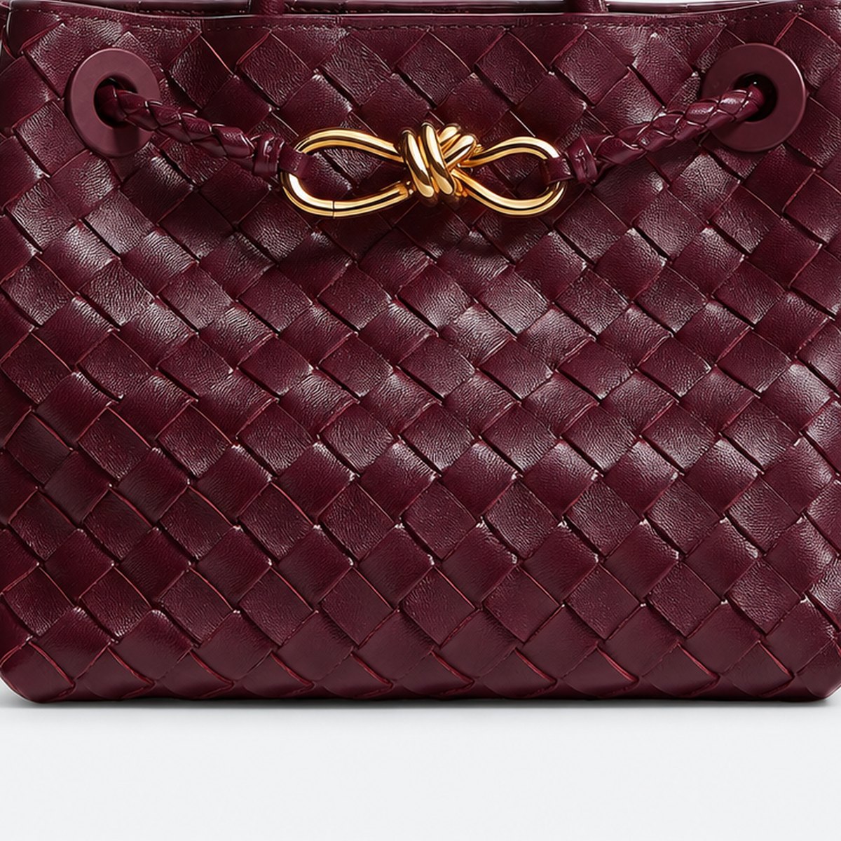 Burgundy Woven Leather Top-Handle Bag, photo 3