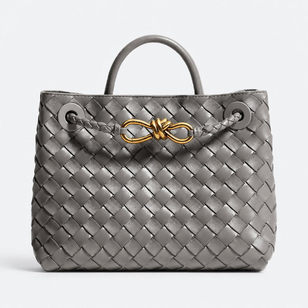 Grey Woven Leather Top-Handle Bag, photo 1