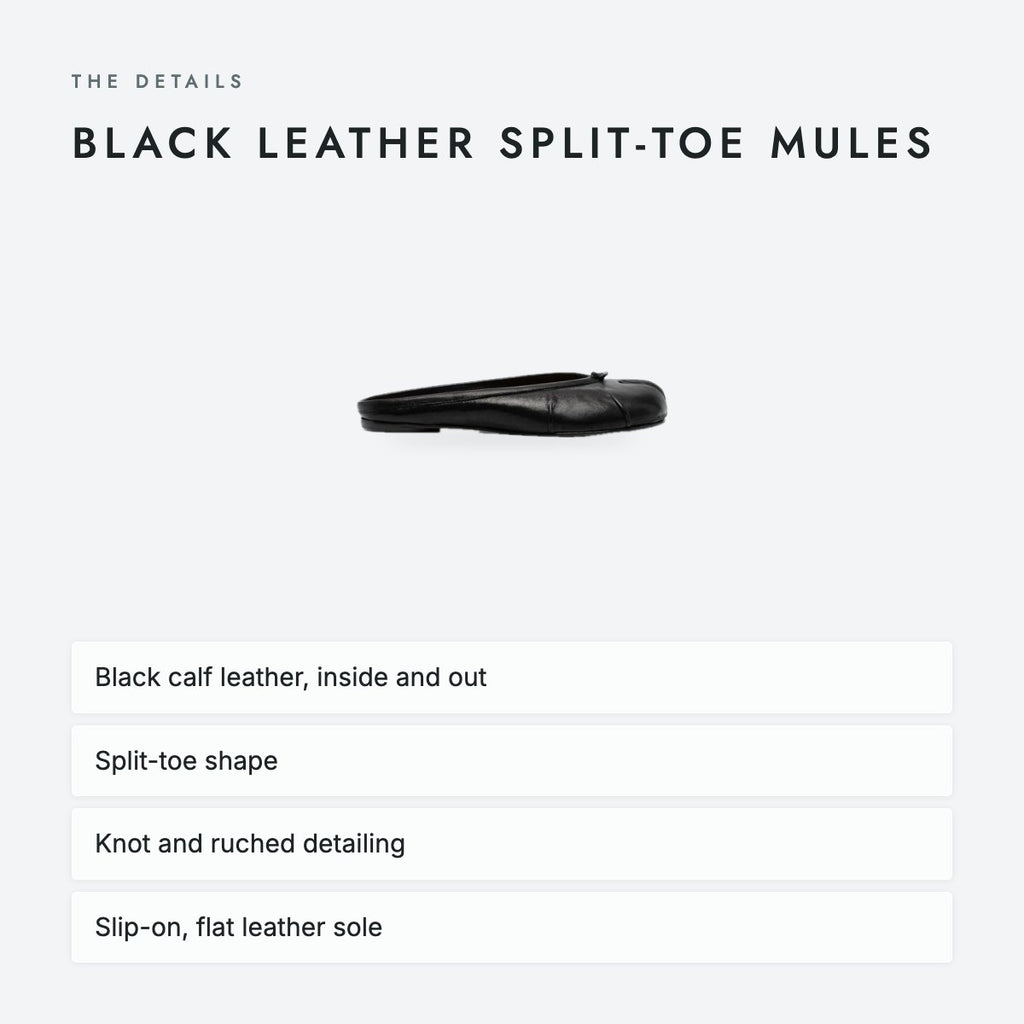 Black Leather Split-Toe Mules, photo 4