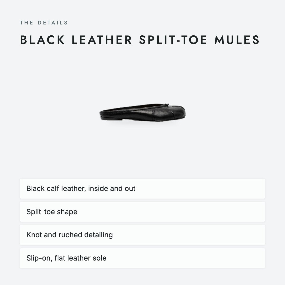 Black Leather Split-Toe Mules, photo 4
