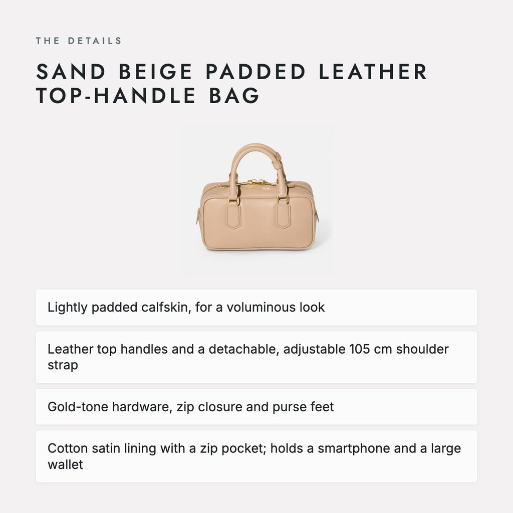 Sand Beige Padded Leather Top-Handle Bag, photo 4