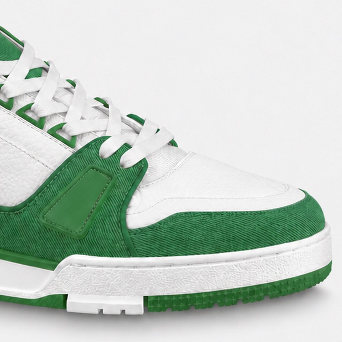 Green Denim and Embossed Leather Sneakers, photo 3