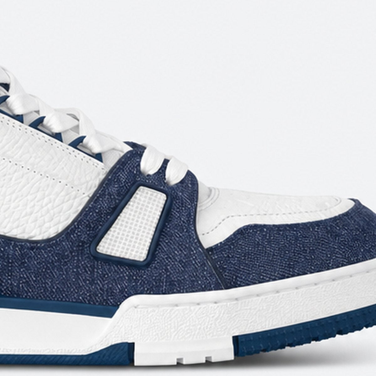 Blue Denim and Embossed Leather Sneakers, photo 3
