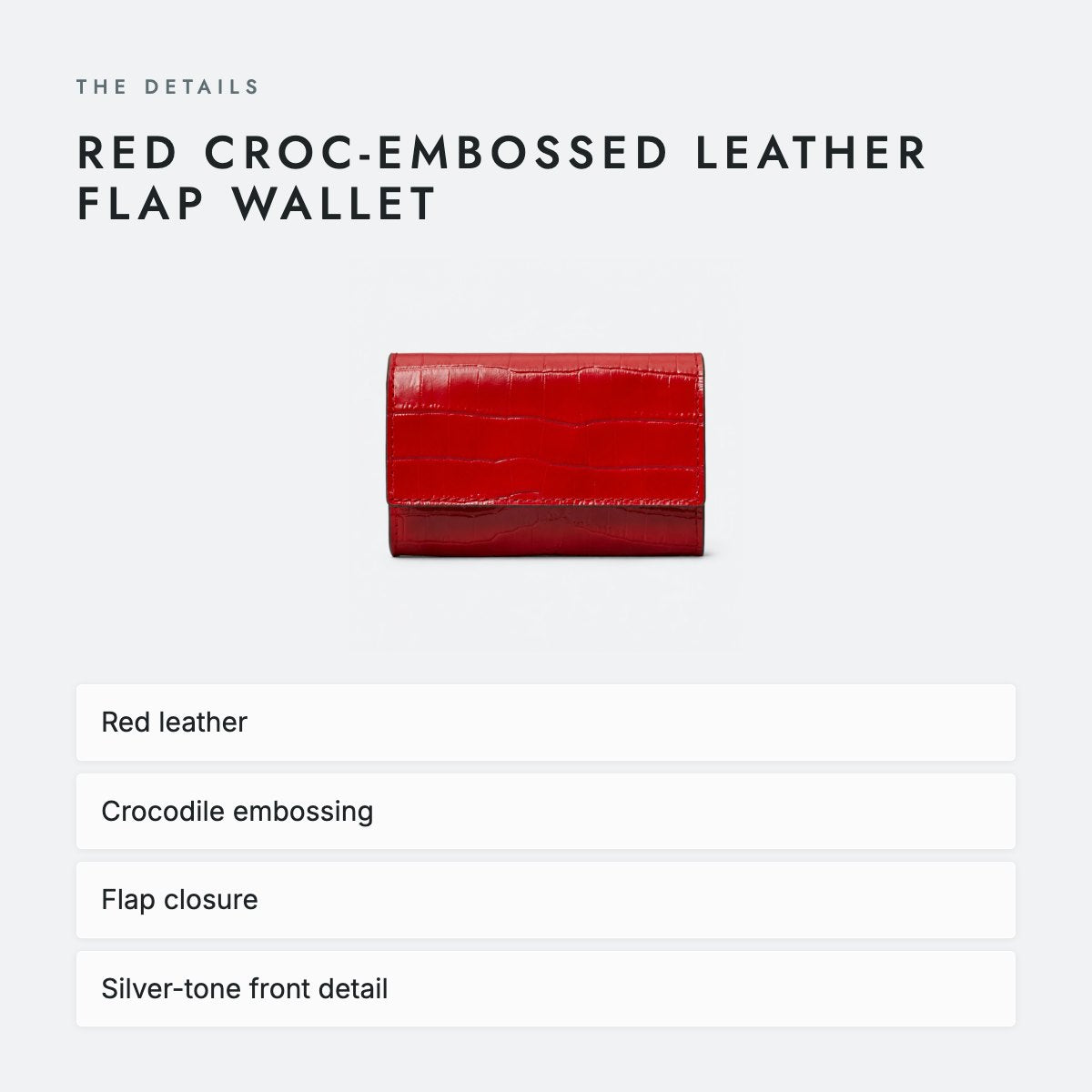 Red Croc-Embossed Leather Flap Wallet, photo 4