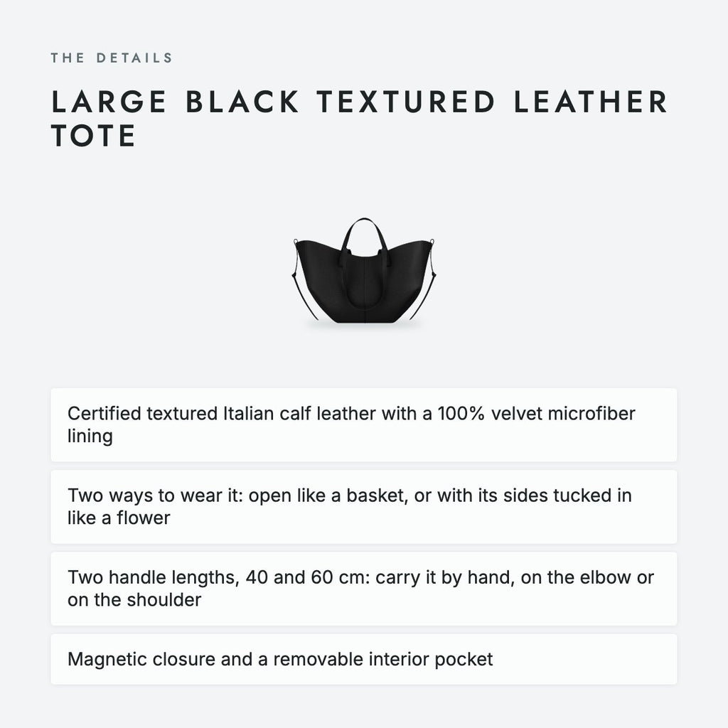 Large Black Textured Leather Tote, photo 4