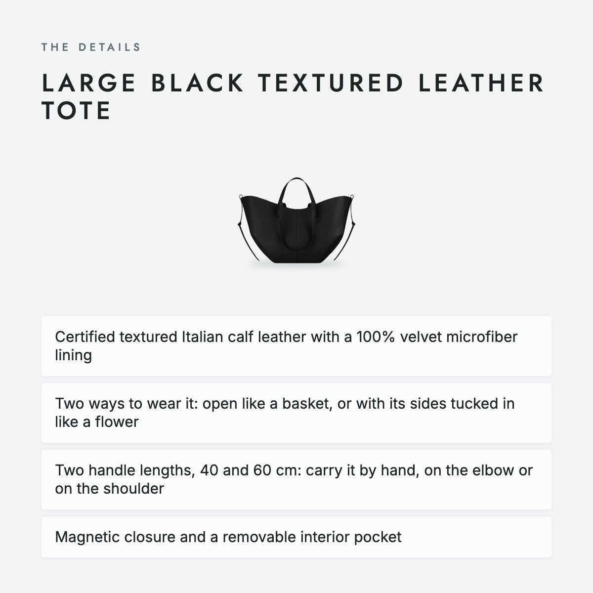 Large Black Textured Leather Tote, photo 4