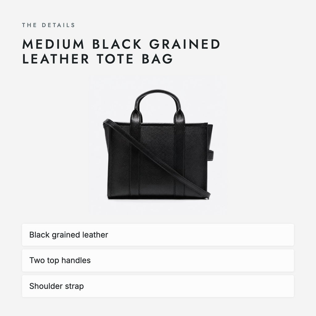Medium Black Grained Leather Tote Bag, photo 4