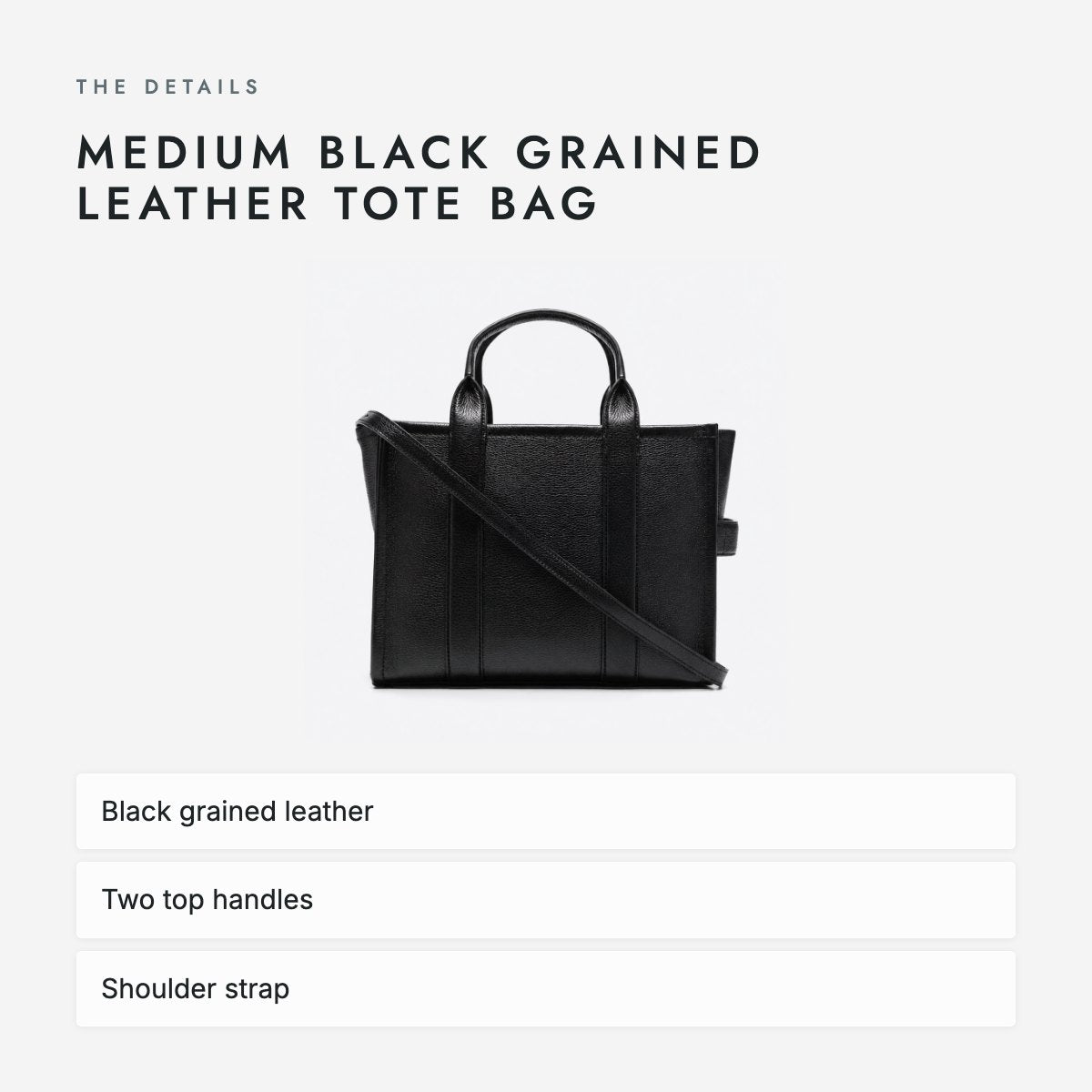 Medium Black Grained Leather Tote Bag, photo 4
