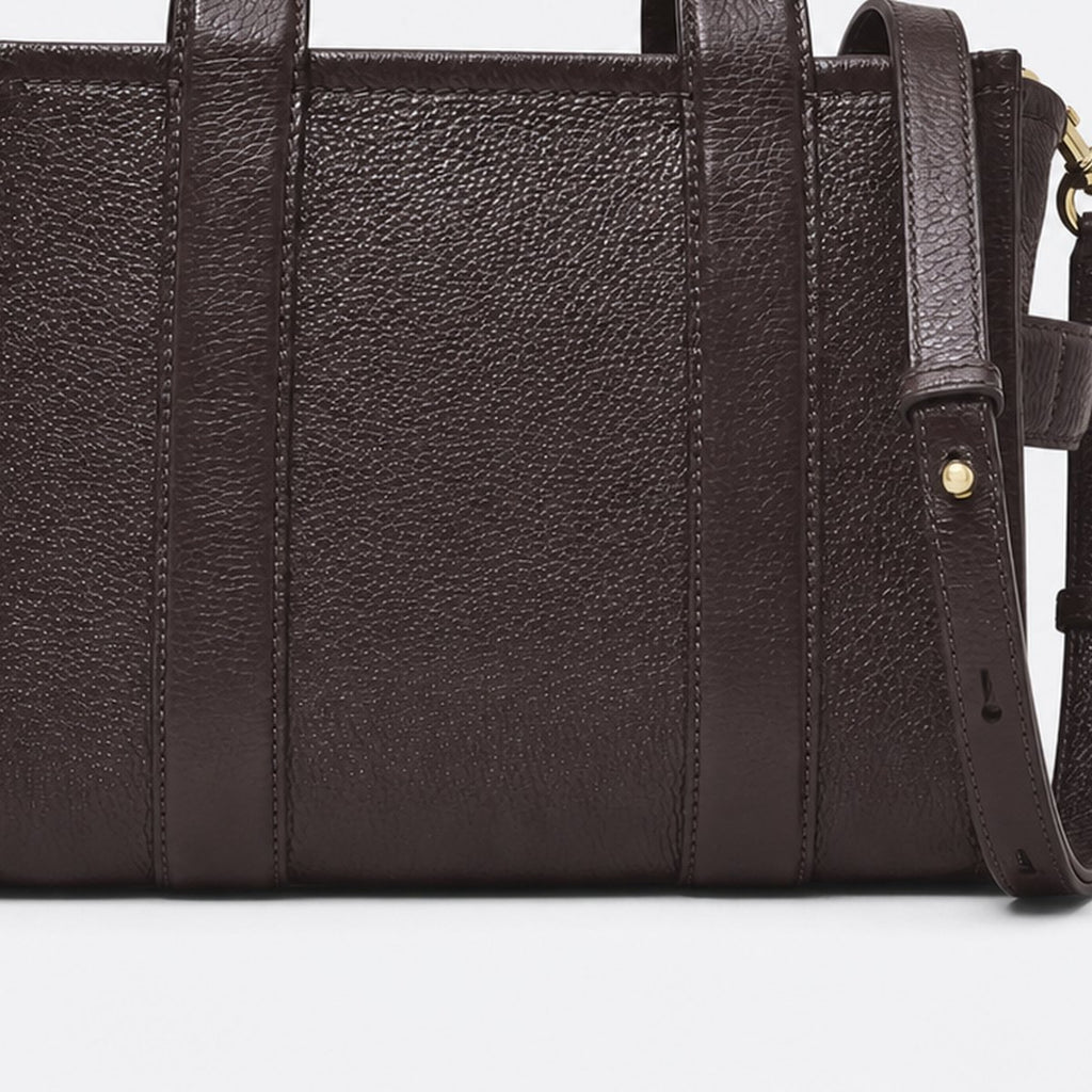 Small Brown Grained Leather Tote Bag, photo 3