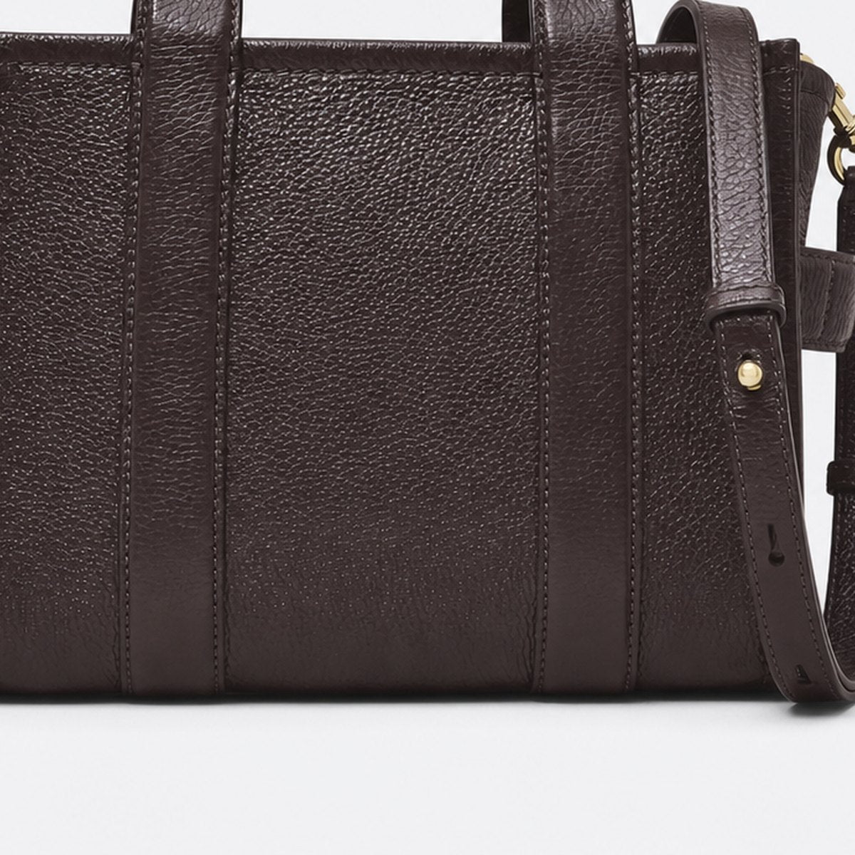 Small Brown Grained Leather Tote Bag, photo 3
