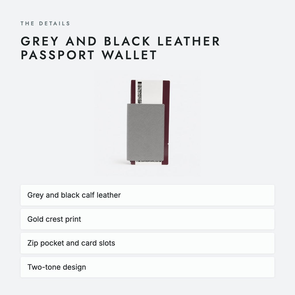 Grey and Black Leather Passport Wallet, photo 4
