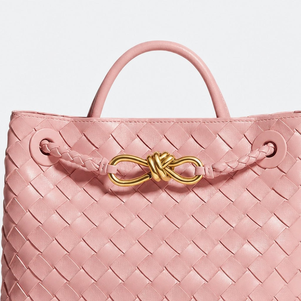 Pink Woven Leather Top-Handle Bag, photo 2