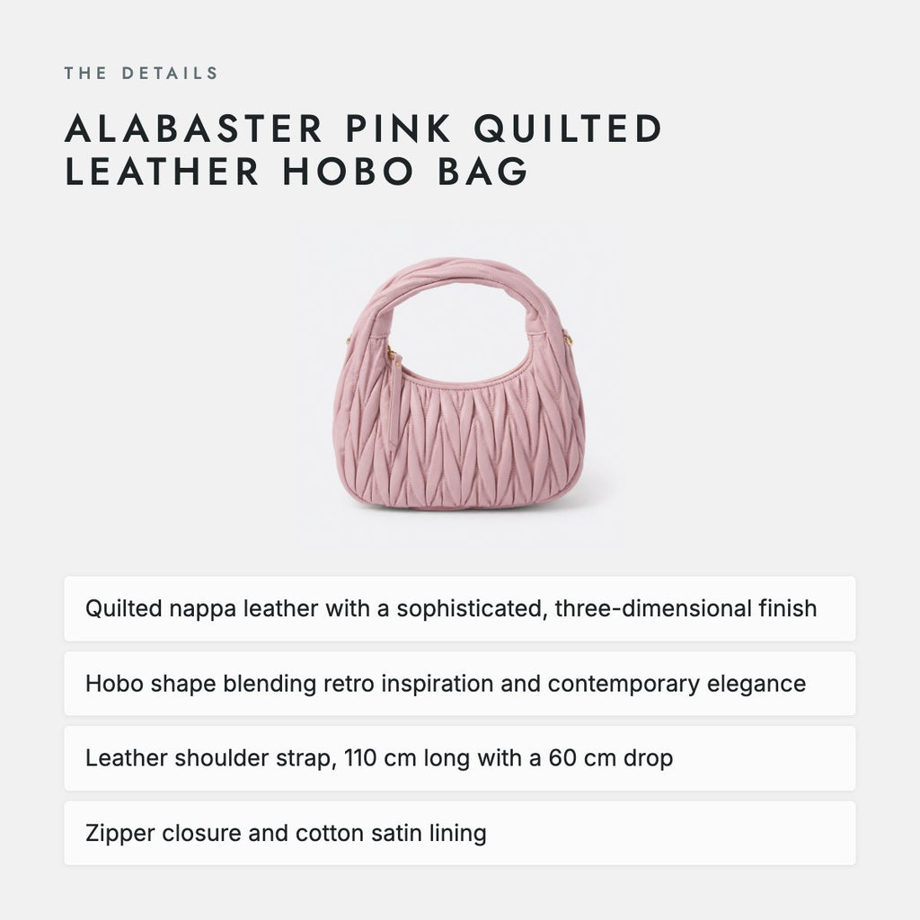 Alabaster Pink Quilted Leather Hobo Bag, photo 4