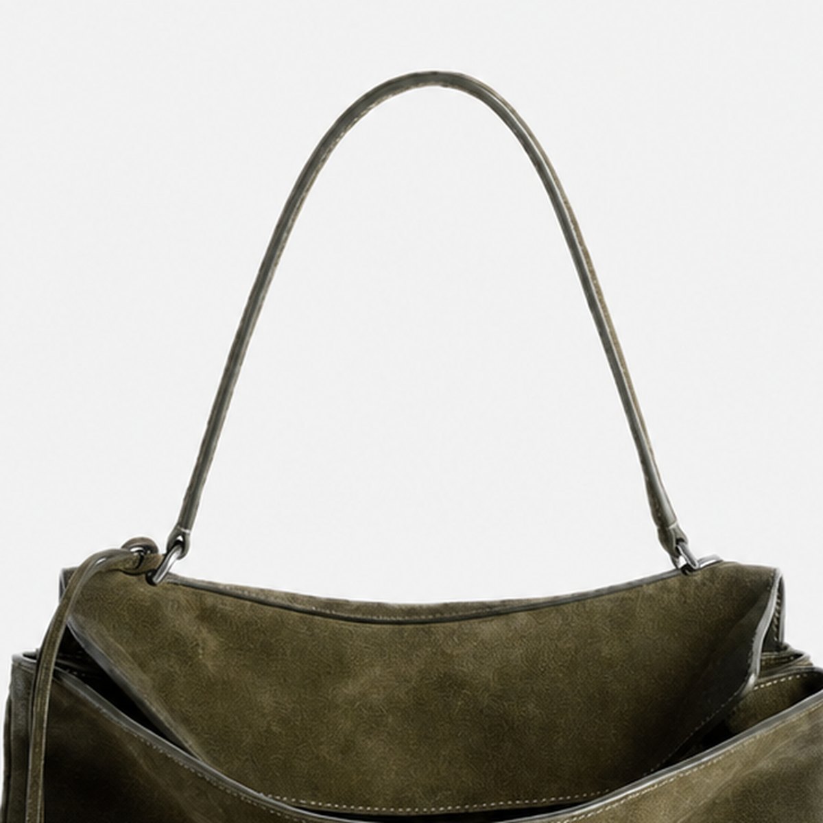 Khaki Green Suede Top-Handle Bag, photo 2
