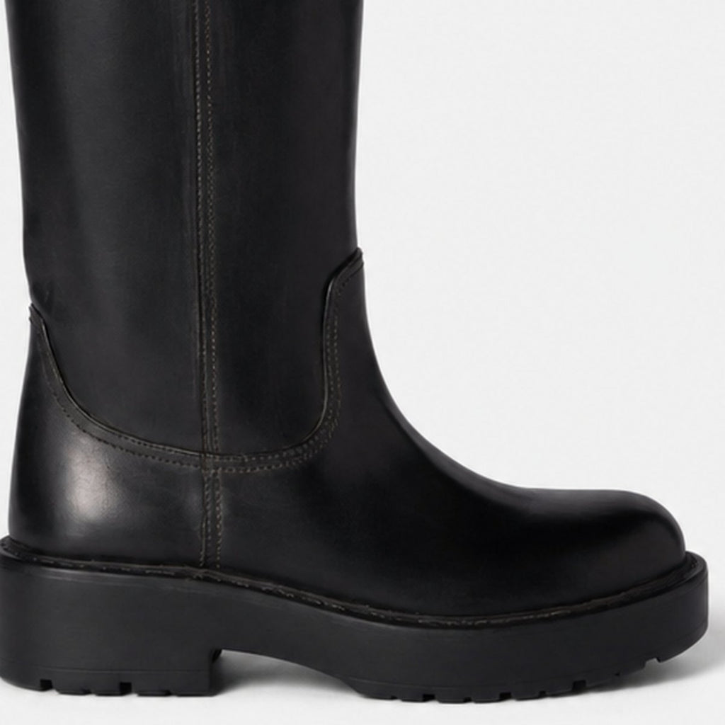 Tall Black Leather Boots with Lug Sole, photo 3
