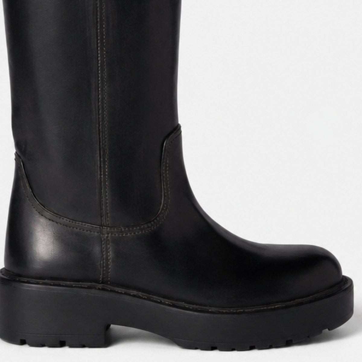 Tall Black Leather Boots with Lug Sole, photo 3
