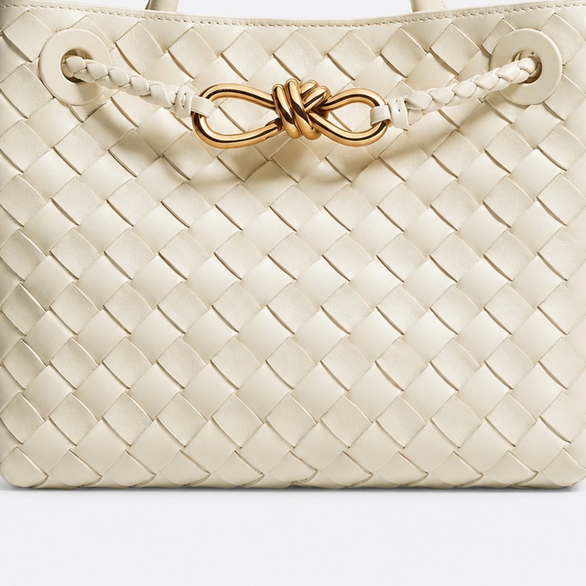 Ivory Woven Leather Top-Handle Bag, photo 3