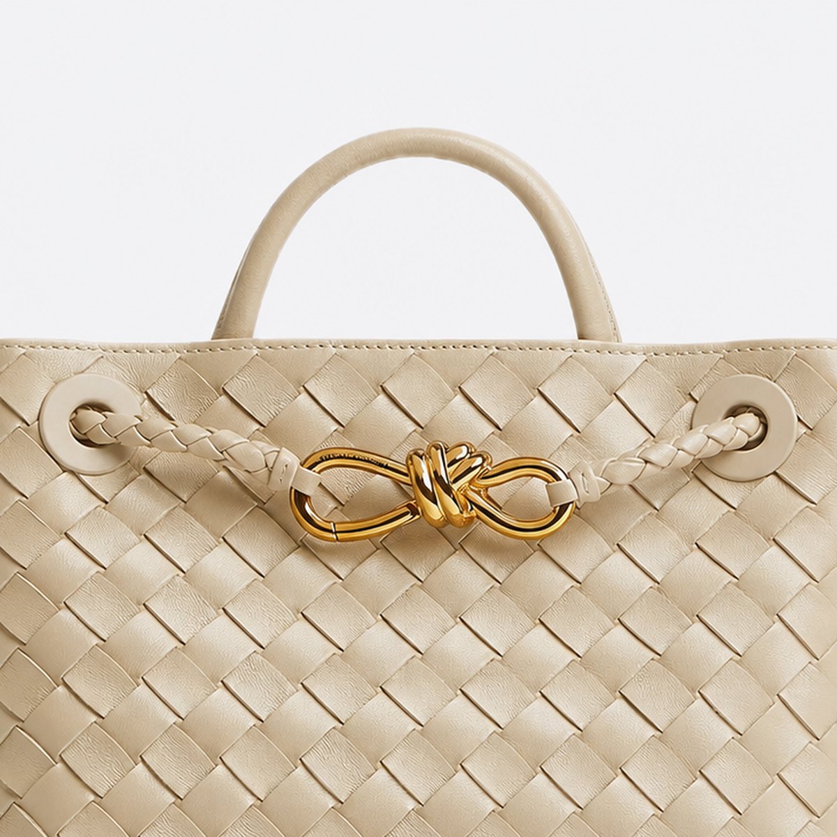Ecru Woven Leather Top-Handle Bag, photo 2