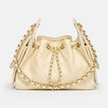 Ecru Quilted Grained Calfskin Mini Drawstring Bag, photo 1