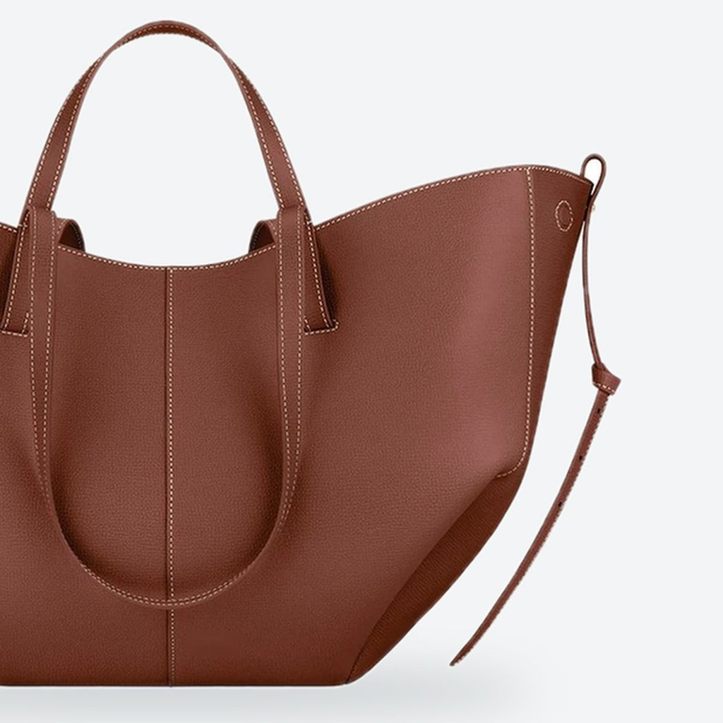 Large Cognac Textured Leather Tote, photo 3