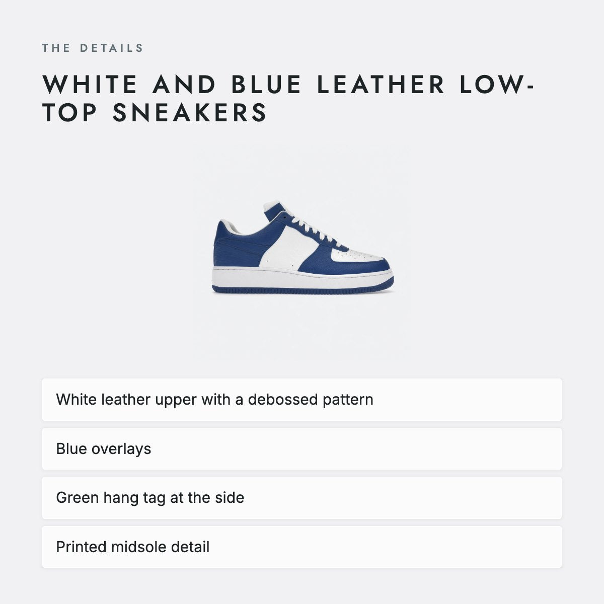 White and Blue Leather Low-Top Sneakers, photo 4