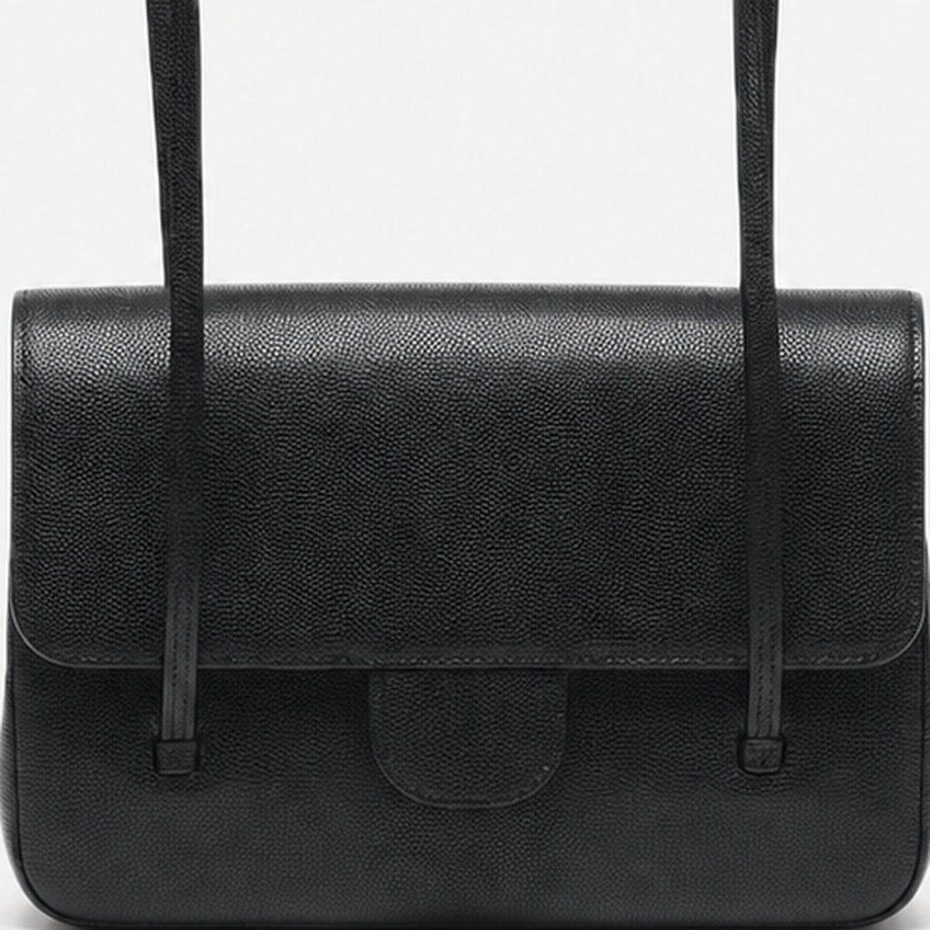 Black Grained Calfskin Flap Bag, photo 3