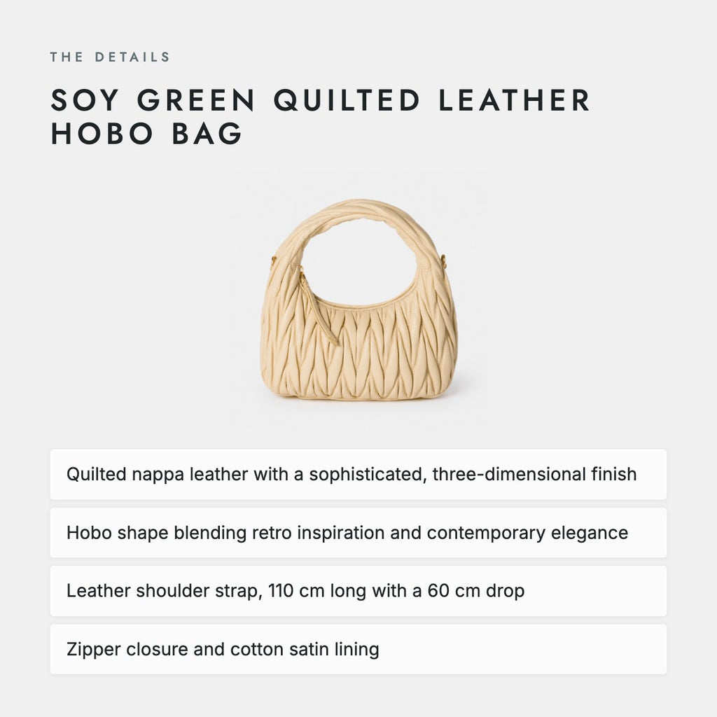 Soy Green Quilted Leather Hobo Bag, photo 4