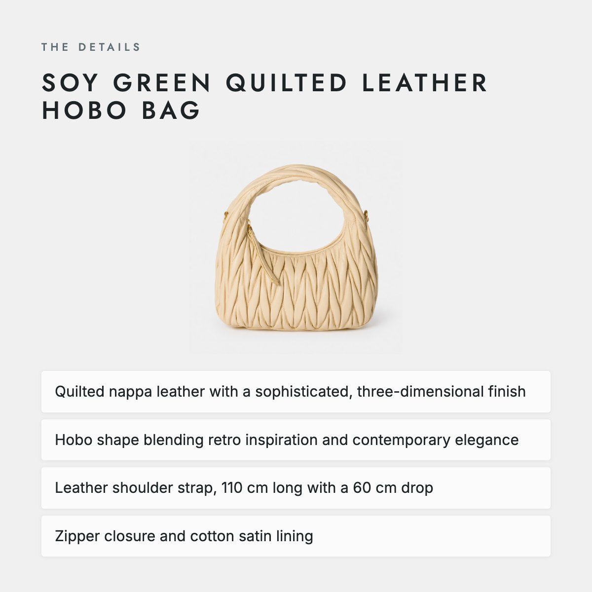 Soy Green Quilted Leather Hobo Bag, photo 4