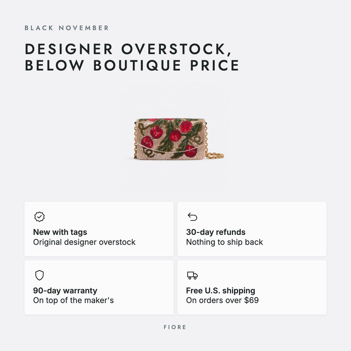 Embroidered Fruit-Pattern Shoulder Clutch with Chain Strap, photo 5