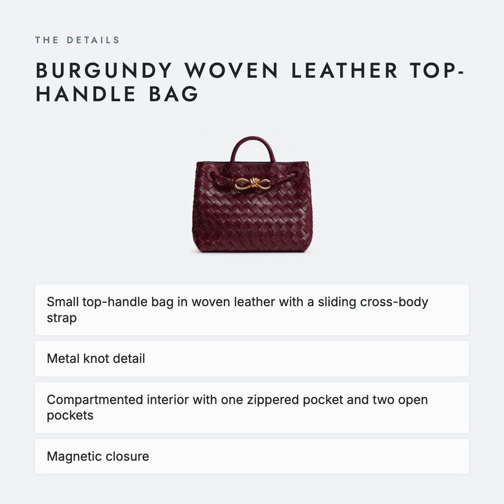 Burgundy Woven Leather Top-Handle Bag, photo 4