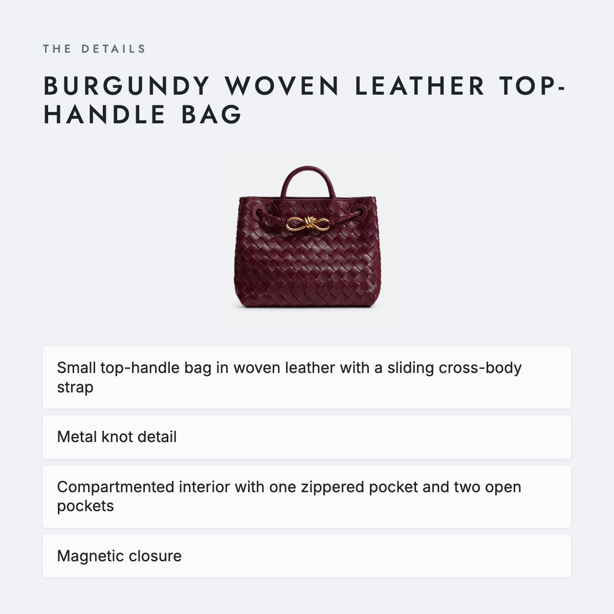 Burgundy Woven Leather Top-Handle Bag, photo 4