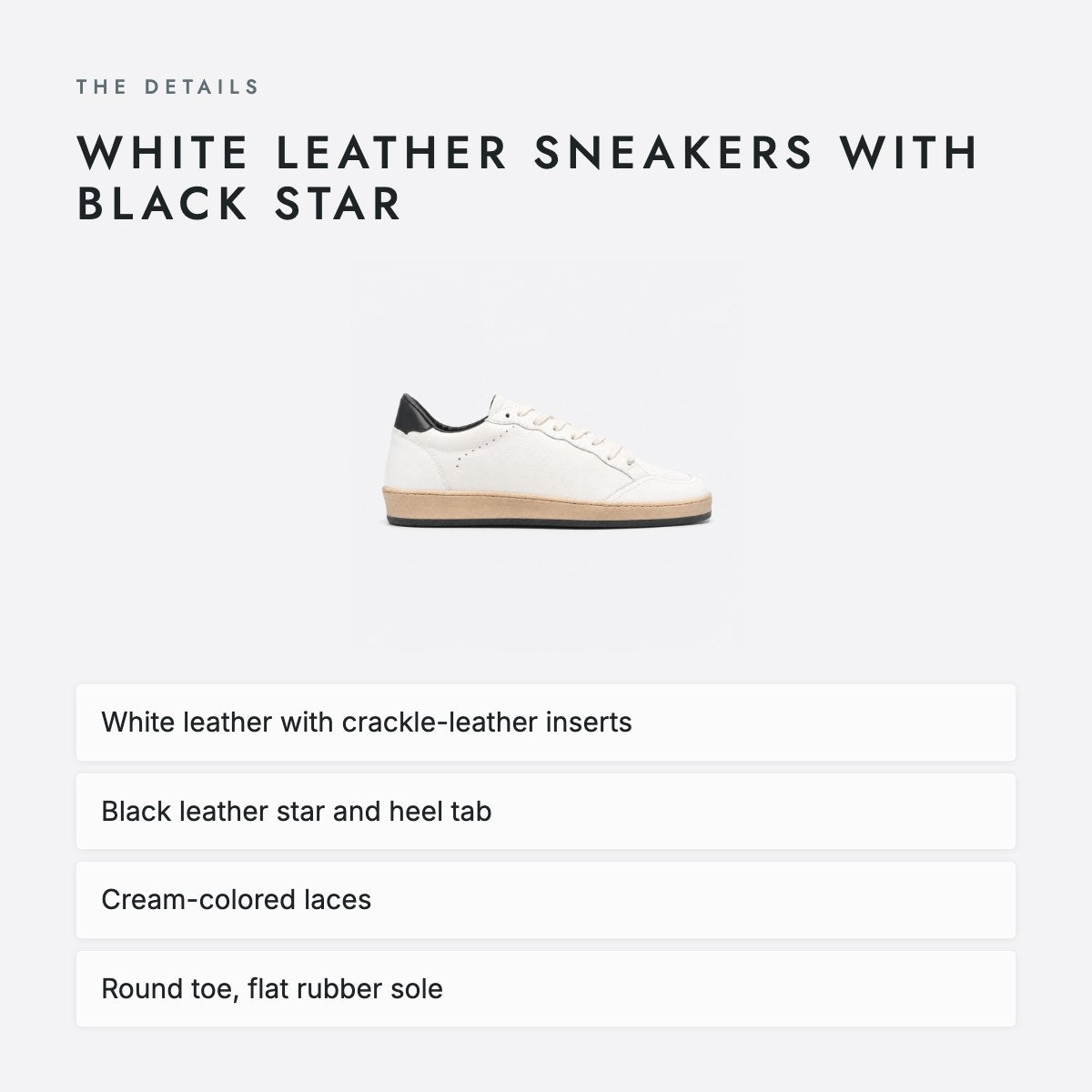 White Leather Sneakers with Black Star, photo 4