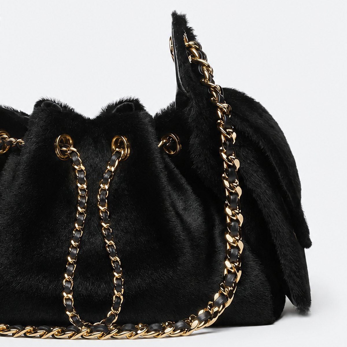 Black Lambskin Mini Drawstring Bag, photo 3