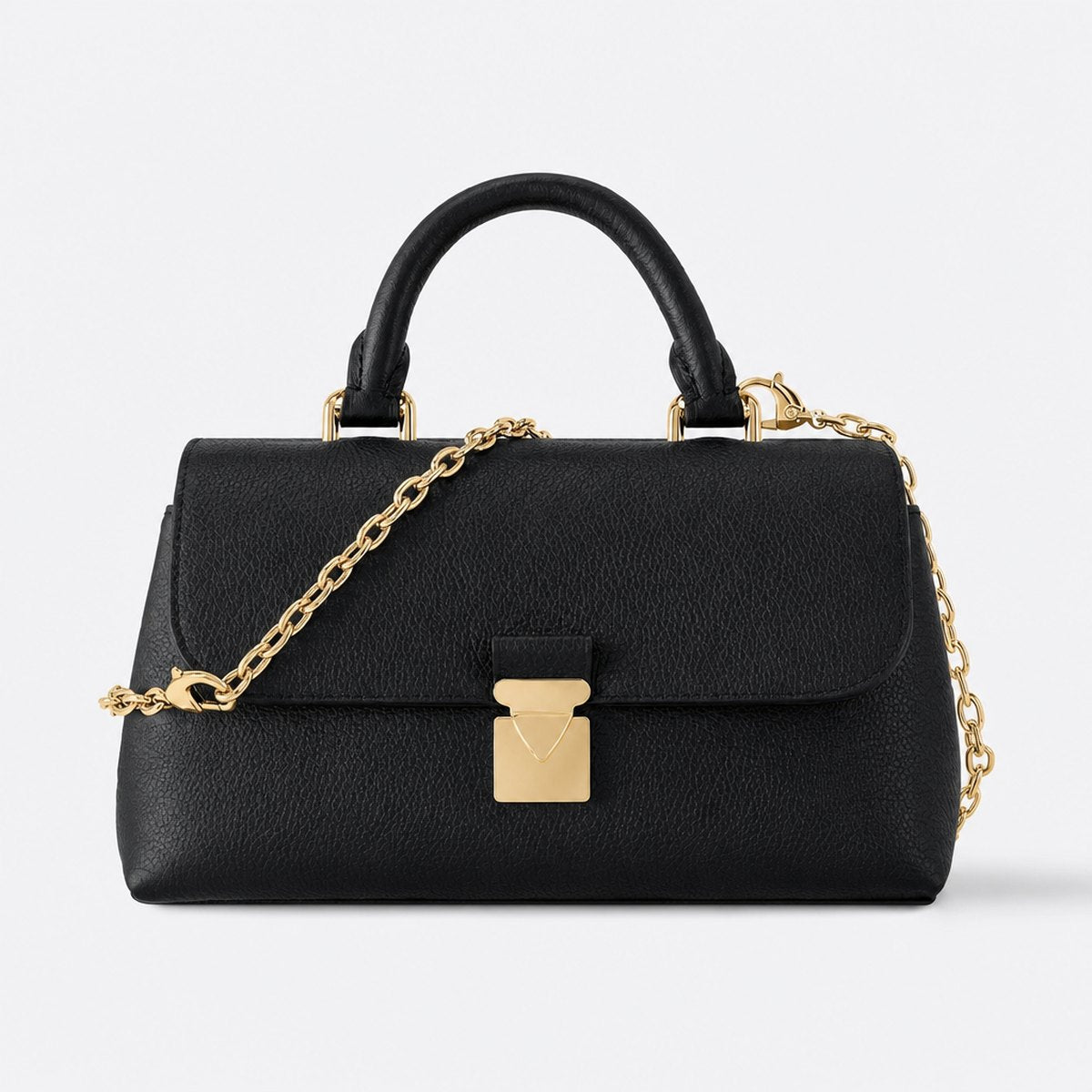 Black Embossed Leather Mini Top-Handle Bag, photo 1