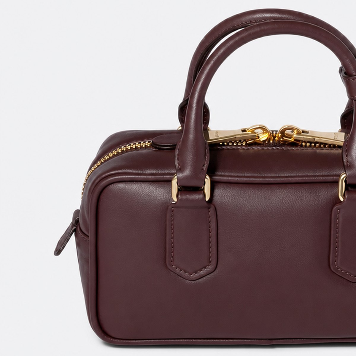 Burgundy Padded Leather Top-Handle Bag, photo 2