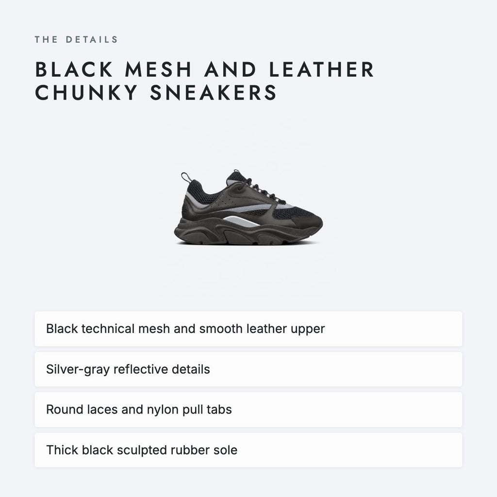 Black Mesh and Leather Chunky Sneakers, photo 4