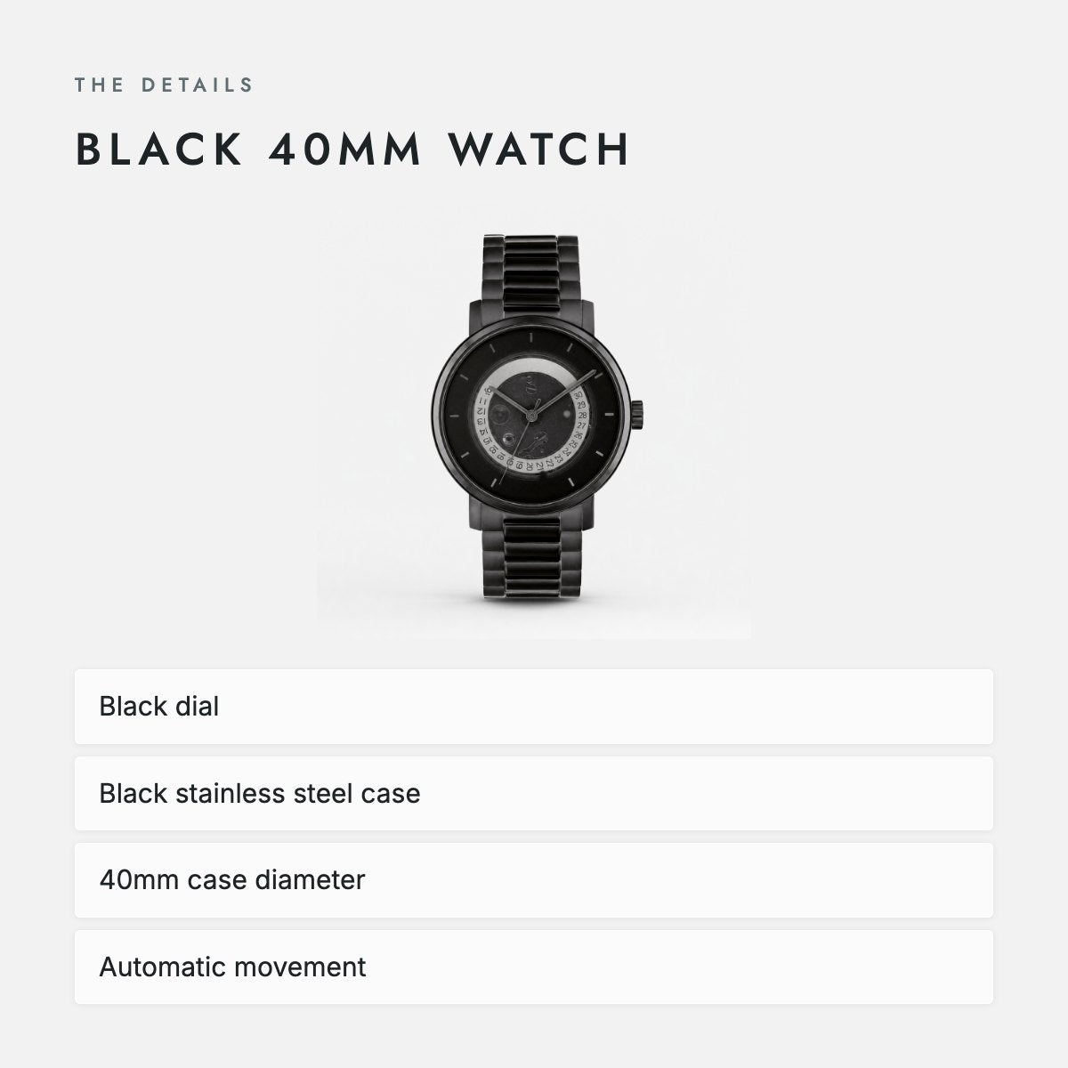Black 40mm Watch, photo 4