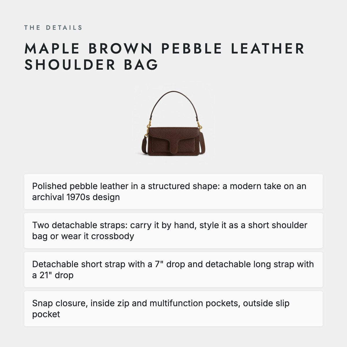 Maple Brown Pebble Leather Shoulder Bag, photo 4