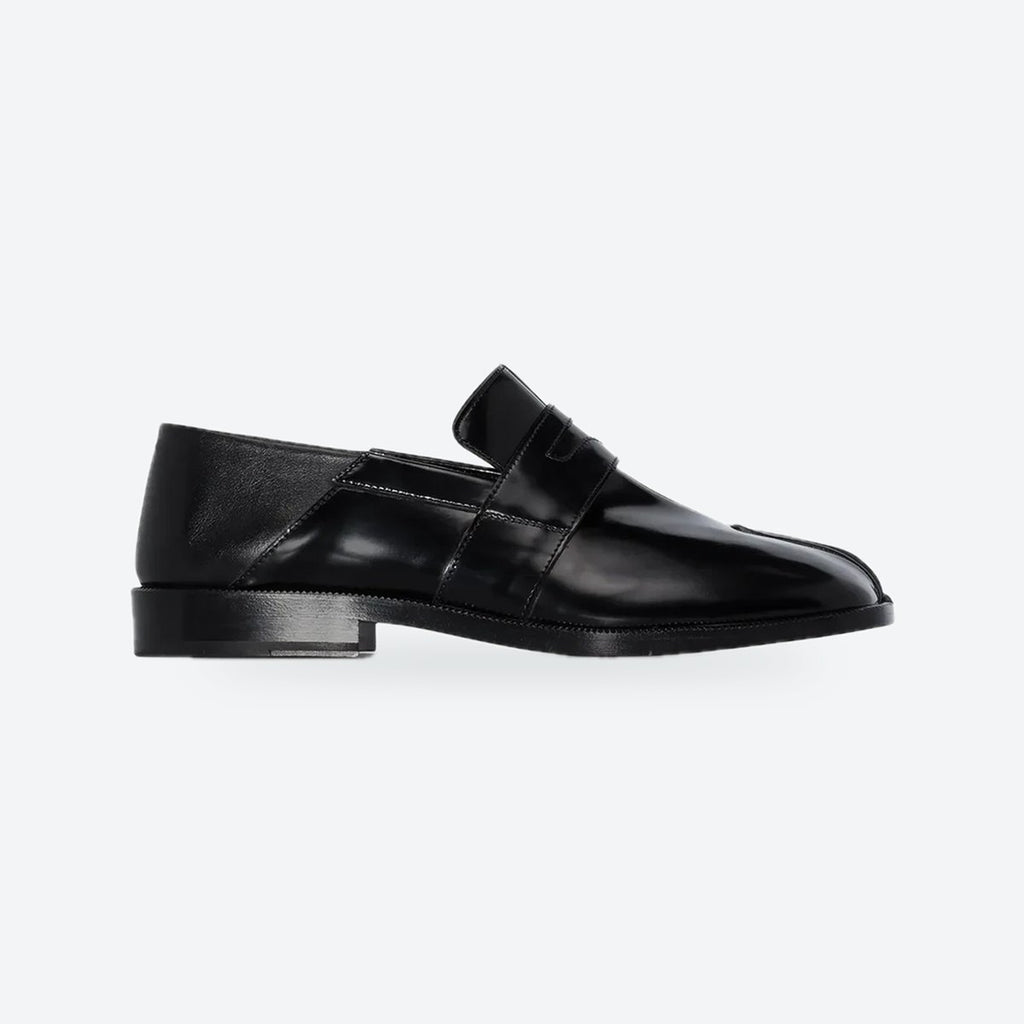 Black Leather Split-Toe Penny Loafers, photo 1