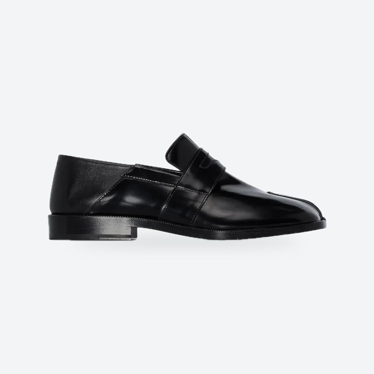 Black Leather Split-Toe Penny Loafers, photo 1