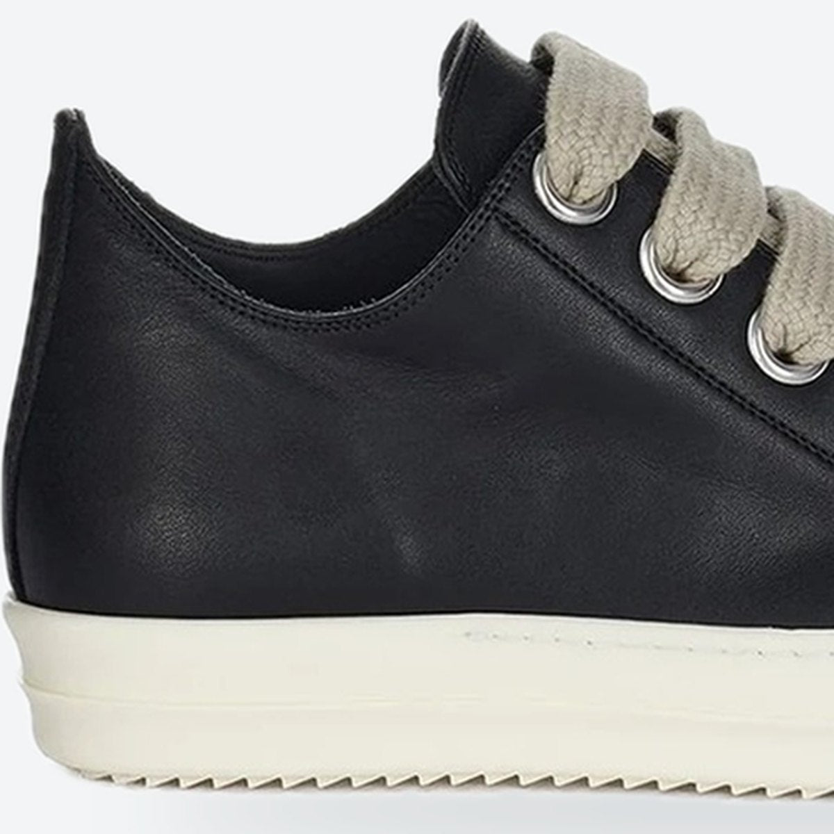 Black Leather Low Sneakers with Jumbo Laces, photo 2