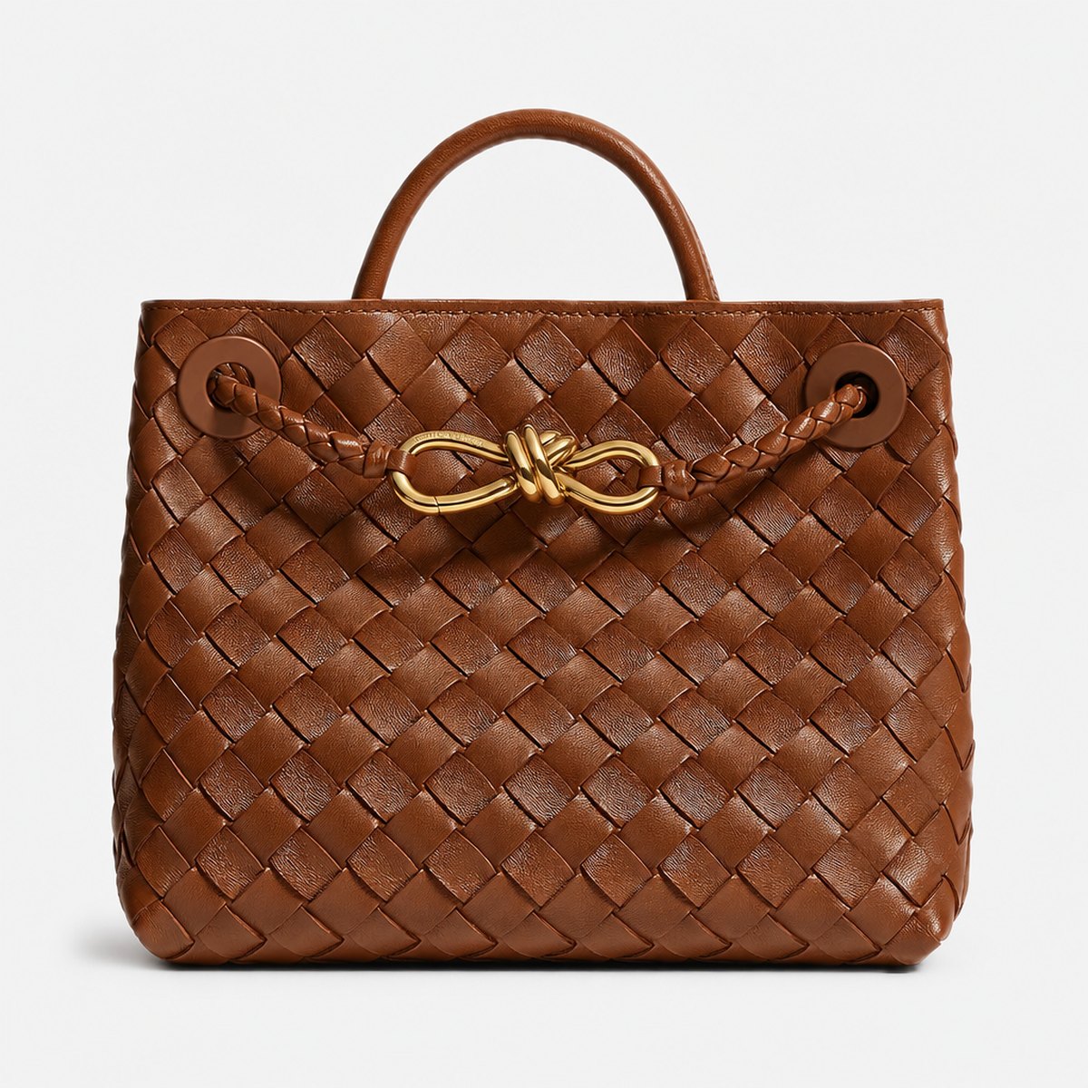 Tan Woven Leather Top-Handle Bag, photo 1