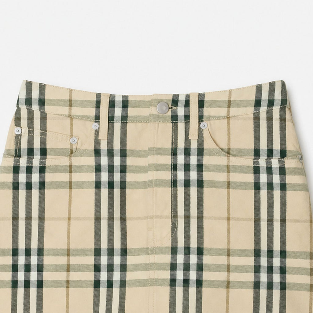 Beige Checked Cotton Mini Skirt, photo 2