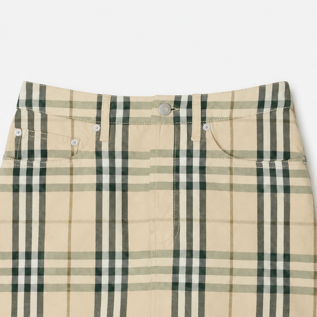 Beige Checked Cotton Mini Skirt, photo 2